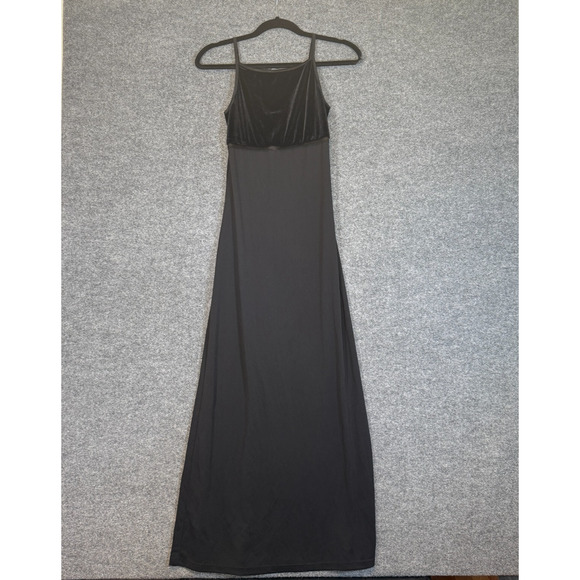 Womens Y2K Maxi Dress Small Black Velvet Maxi Dress Whimsigoth Grunge Goth Prom - Picture 1 of 10